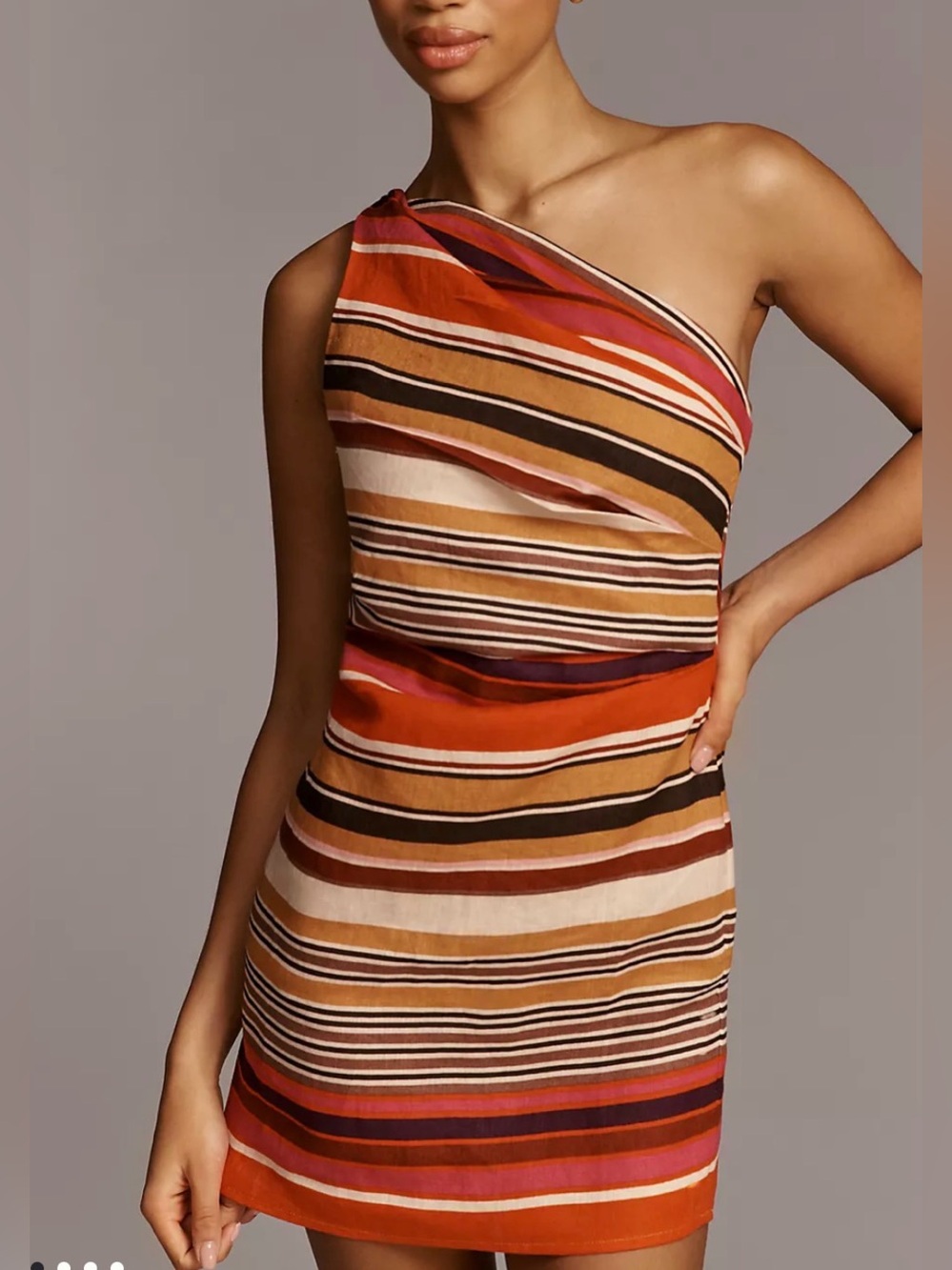 Faithfull Simona Linen One-Shoulder Mini Dress